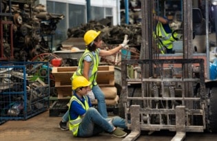 kids working with hard hats